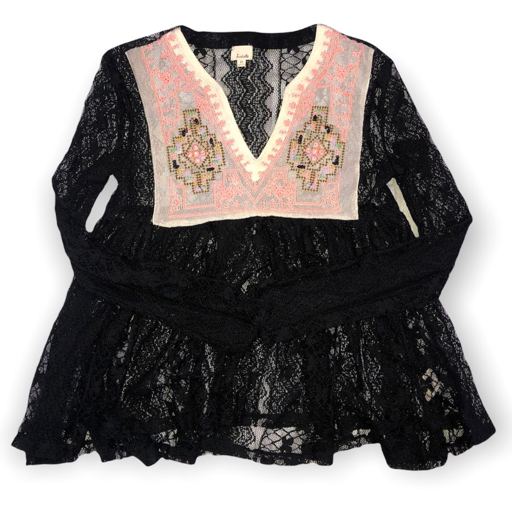 Listicle Boho Lace Babydoll Top